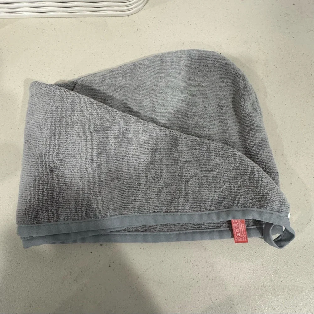 YoulerTex Hair Towel Wrap - Gray Microfiber Quick Dry Hair Turban w/ Button Loop
